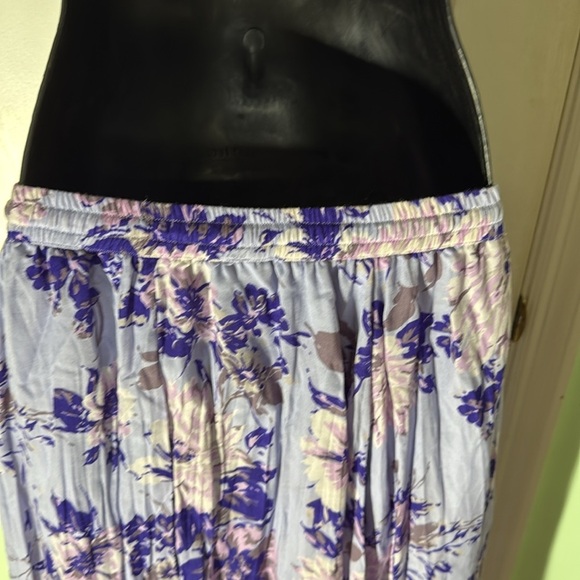 Mix Nouvuea Purple Floral Cotton Blend Drawstring Maxi Skirt Spring Time Size S - Picture 4 of 10